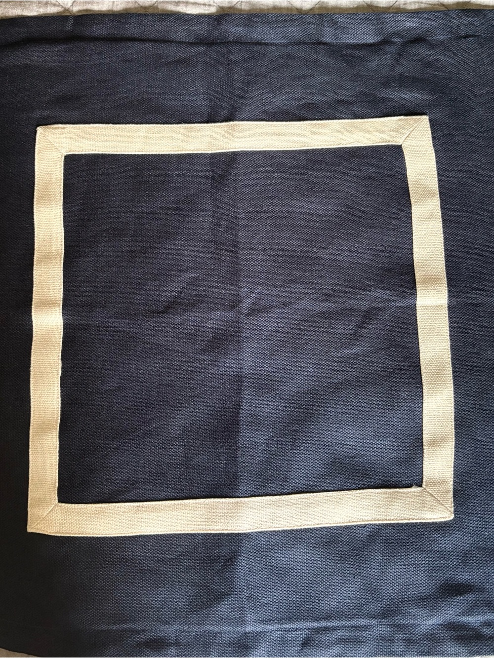 Pottery Barn Navy and Cream Linen Pillow Cover